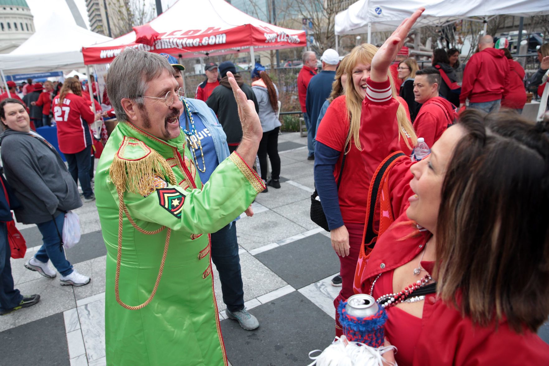Cardinals home opener festivities at Kiener Plaza